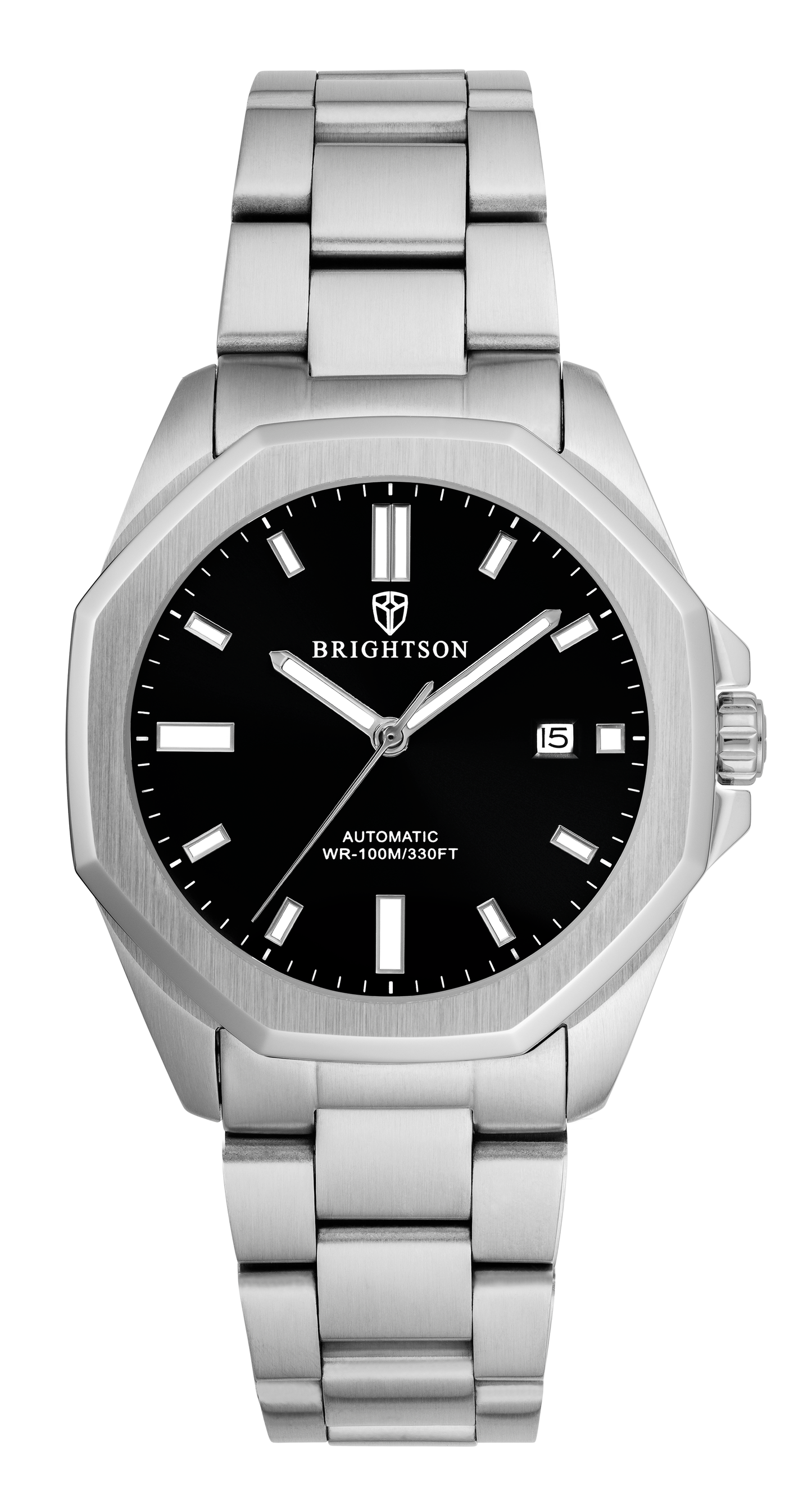 Zilver horloge met zwarte wijzerplaat